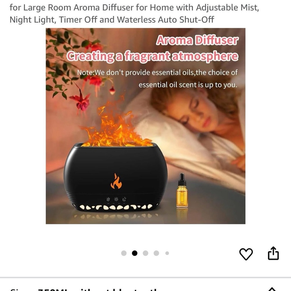Black Aroma Diffuser with Flame Effect